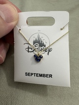 Disney Parks Mickey Mouse Faux Sapphire September Birthstone Necklace Gold Color image 3