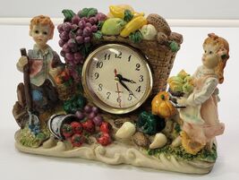 U) Tabletop Mantel Country Boy Girl Fruit Clock Battery Analog Shelf Clock - $7.91