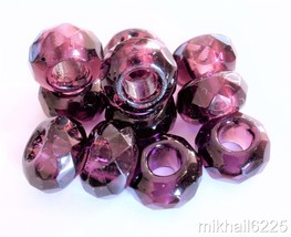 6(Six)  8x14mm Large Hole Rondelle Beads: Transparent Light Amethyst - £2.36 GBP