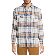 George Men's Long Sleeve Flannel Shirt Size XS (30-32 Color Delicate Ivory/Brown - $24.74