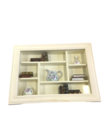 Vintage Wooden Shadow Box With Miniature Books Vases Urns 16x12x3 Light ... - £28.73 GBP