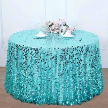 Turquoise Round 120&quot;&quot; Large Payette Sequin Tablecloth Wedding Catering Dinner Gi - £102.38 GBP