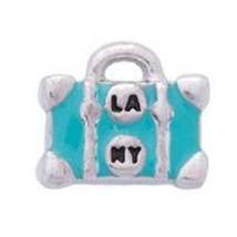 Origami Owl Charm (New) Suitcase LA/NY Turquoise - CH1409 - £7.01 GBP