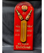 Vintage Retro PEPSI COLA Thermometer Working / Raised Shadow Wood 24&quot; x ... - $69.28