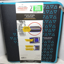 Five Star 2&quot; Xpanz Zipper Binder, Ring Binder Book Blue Black 380 Sheet Capacity - $17.81