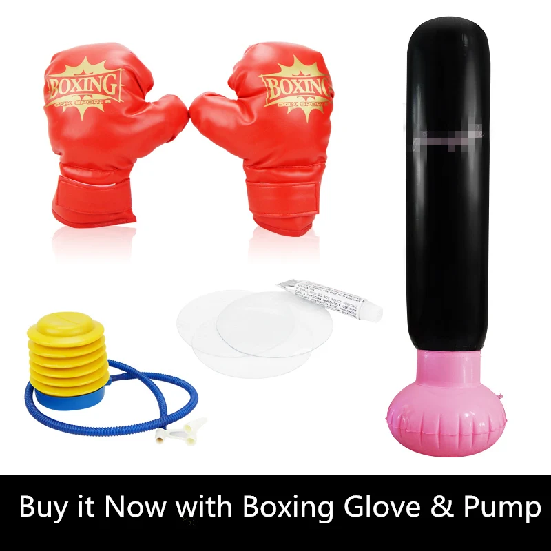 1 Set Thicken Inflatable Sandbag Punching Bag with Boxing Glove Kids Toys - £42.91 GBP+