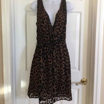 Brown black leopard flocked dress - £13.14 GBP