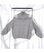 High Neck Cold Shoulder Sweater 1XL Loose Lantern Sleeve Knitted Jumper ... - $19.62