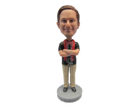 Custom Bobblehead Fashionable Gentleman Wearing A T-Shirt And Pants With... - $83.00