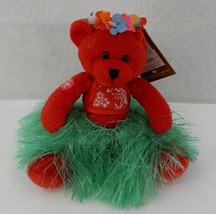 Hawaiian Collectibles Red Teddy Bear Bearfoot Passport Baby Flower Hulaskirt Nwt - £15.73 GBP