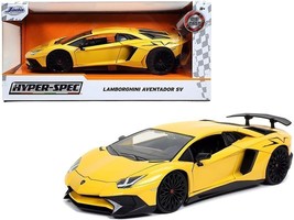 Lamborghini Aventador SV Yellow &quot;Hyper-Spec&quot; 1/24 Diecast Model Car by Jada - £32.36 GBP