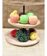 2 Tier Natural Wood Round Dessert Cupcake Display Stand Basket Tower Fru... - £15.76 GBP