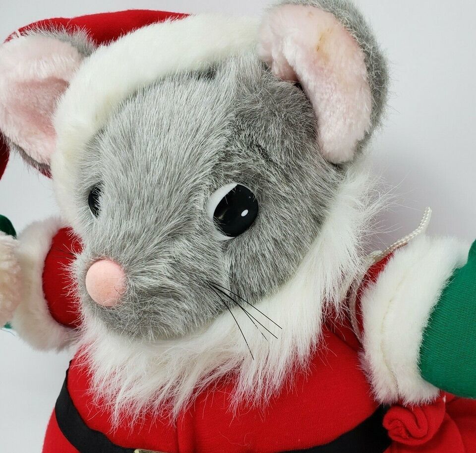 VINTAGE JC PENNY CHRISTMAS SANTA CLAUS SAC BAG MOUSE STUFFED ANIMAL PLUSH TOY Item image 3