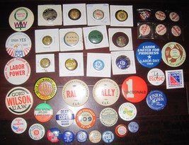 UNION BUTTON PIN PINBACK LOT UAW STEELWORKERS Misc locals CIO AFL 50s 60... - $45.00