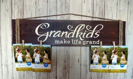 Grandkids Make Life Grand -  Rustic Wood Sign Photo Holder Grandchildren - £21.82 GBP