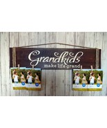 Grandkids Make Life Grand -  Rustic Wood Sign Photo Holder Grandchildren - £21.19 GBP