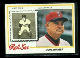 Vintage 1978 TOPPS Baseball Trading Card #63 DON ZIMMER Boston Red Sox Manager - £7.68 GBP