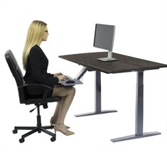 Gray and Black 45" Bamboo Dual Motor Electric Office Adjustable Computer Desk - $19,305.80 MXN
