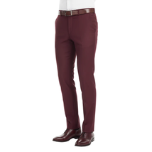 Men Renoir Flat Front Separate Pants Slim Fit Soft Feel Slacks 201-8 Burgundy image 10