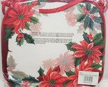Set of 4 Same Cushion Chair Pads w/ties,15&quot;x15&quot;,CHRISTMAS POINSETTIA FLO... - £17.40 GBP