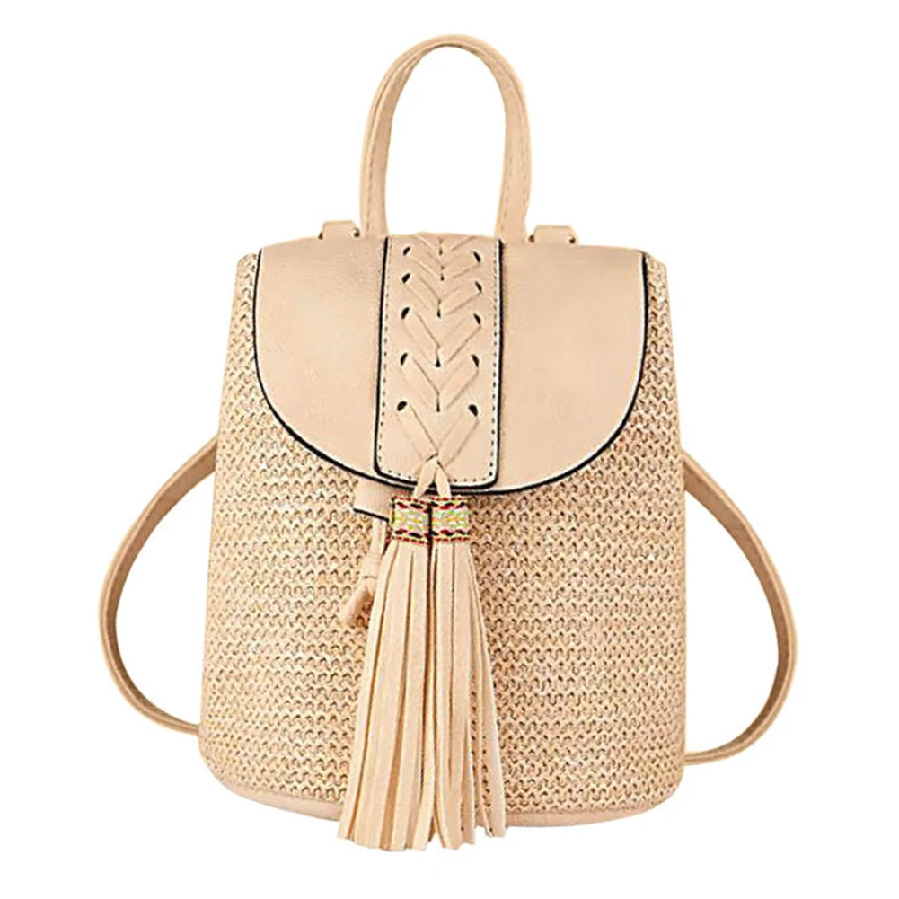 Women Straw Woven Backpack Summer Beach Female Fashion Weave Pack Bag Casual Lea - $108.25