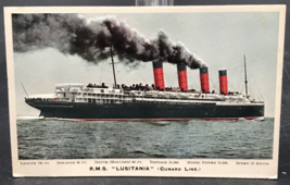 c1910 Bas Relief RMS Lusitania Steamer Cunard Line Postcard Embossed 3D - $46.58