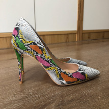Snake-Effect Embossed Women Extremely High Heels 12/10/8cm Sexy Stilettos Pumps  - £59.09 GBP