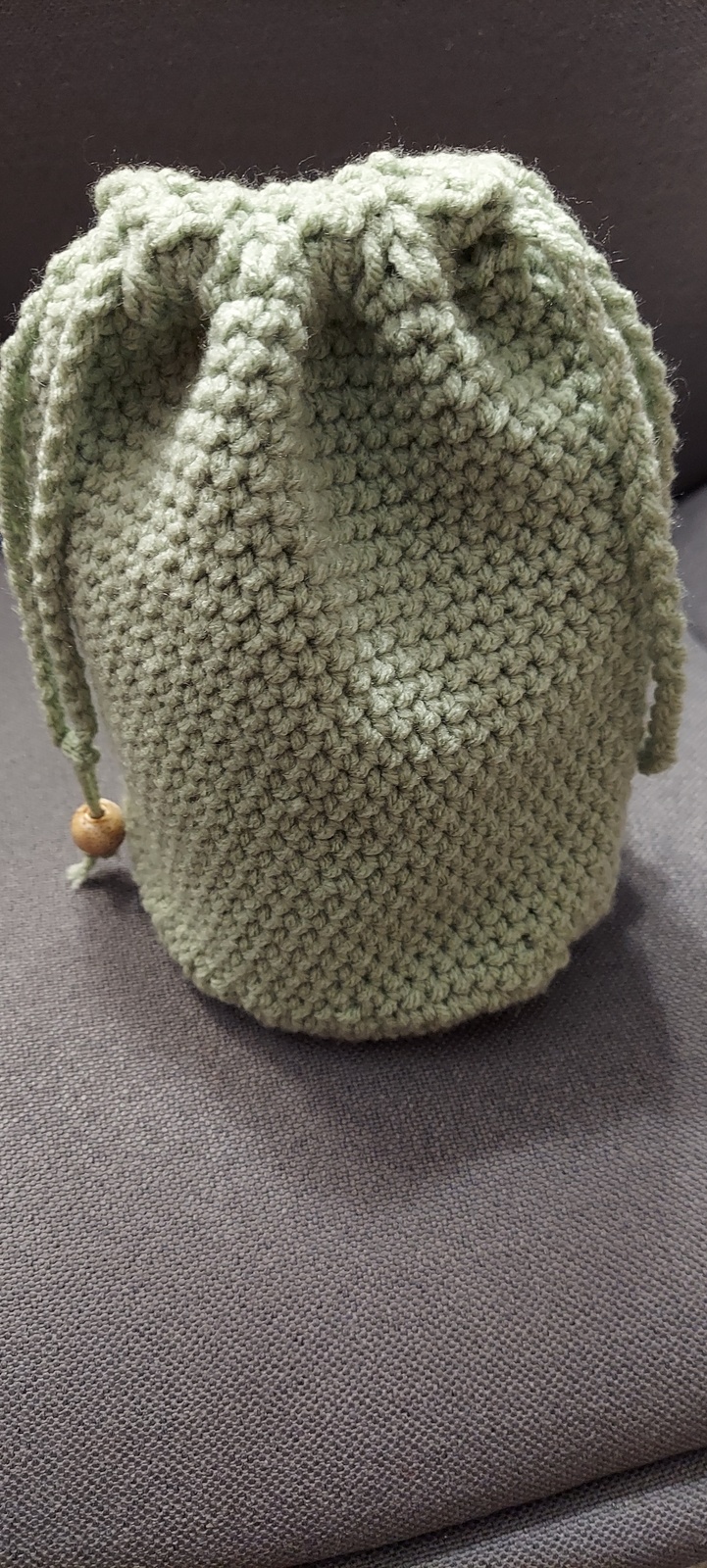 Pea Green Draw String Pouch - 6 1/2 inches wide, 9 1/2 inches deep - $15.00