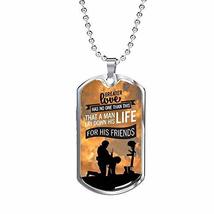 Patriotic Soldier Gift No Greater Love Bible Dog Tag Engraved Stainless Steel 24 - £47.55 GBP