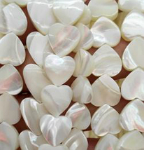 10mm Bleached White MOP Mother of Pearl Heart Beads, 15.5 in strand shell - £7.19 GBP