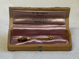 22K &amp; 14K Yellow Gold Diamond Pin .97g Fine Jewelry in Box Hat Lapel Stick Knot - £174.30 GBP