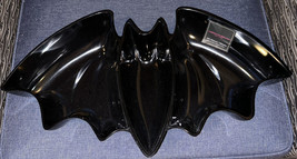 Halloween Black BAT Divided Chip Dip Serving Bowl Melamine 20&quot; Christian... - $36.99