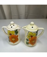 Vintage Hand-Painted Floral Salt &amp; Pepper Shakers 1940s Ceramic Japan Style - $34.28 CAD