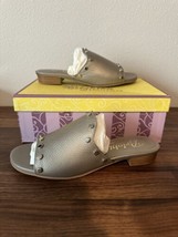 NEW Sz 8.5 Silver Brighton Night Zinc Leather Studded Slides Sandals Shoes Italy - £124.19 GBP