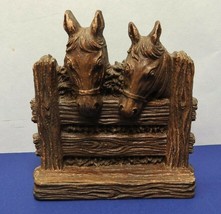 Syroco horses fence playing cards holder unusual vintage business card - £11.04 GBP