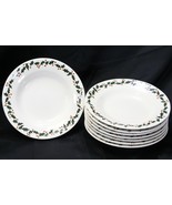 Christmas Tree Holly Stoneware Rim Soup Bowls  8-7/8&quot;  Lot of 8  Xmas - $386.06 MXN