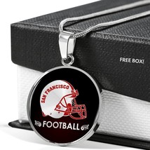 San Francisco Football Fan Circle Necklace Stainless Steel or 18k Gold 18-22&quot; - £34.13 GBP+