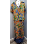 Two Piece Set Surya Blazer &amp; Dress Women&#39;s XL Multi Floral Sequin Beaded... - $50.80 CAD