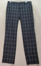 Banana Republic Pants Women Sz 6 Navy Grid Plaid Polyester Mid Rise Slash Pocket - £19.68 GBP