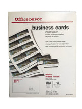 Office Depot Matte Business Cards 2&quot; X 3 1/2&quot; White Pack Of 1,000 Supply... - $45.47