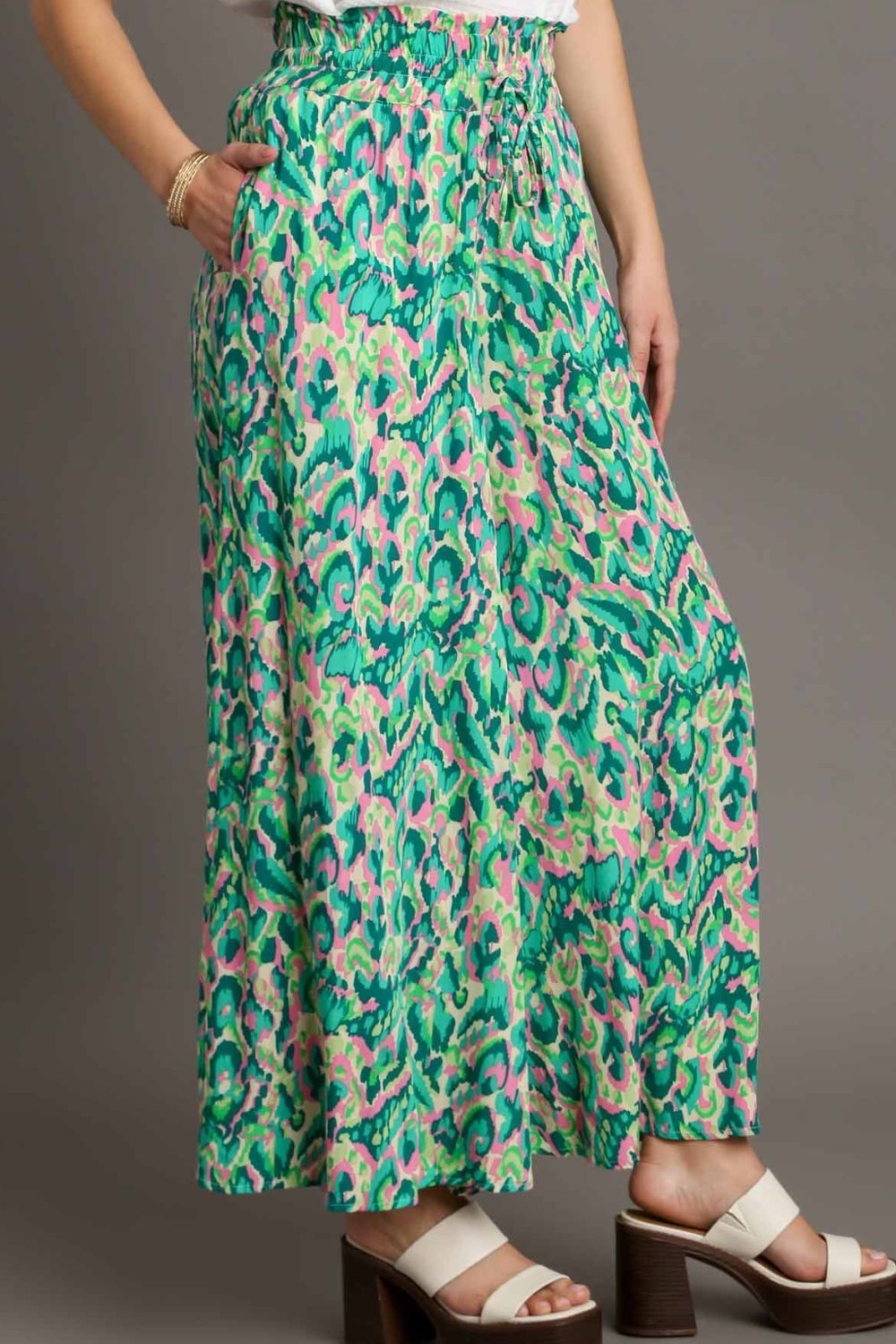 Umgee Full Size Mixed Print High Waist Wide Leg Pants Plus Size Item image 3