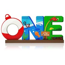 Fishing One Letter Sign Table Wooden Centerpiece For One Year Old Baby Boys Girl - £16.23 GBP