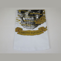 Men LAVERITA European Fashion Crew Shirt Rhine Stones Skeletons 93356 White image 6