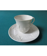 CAPODIMONTE ITALY ORIGINAL BLANC DE CHINA COFFEE CUP AND SAUCER MOLDED  - $74.67 CAD