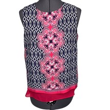 Rose &amp; Olive Sleeveless Chiffon Top Layered Pink/Blue Print Sz. S - $276.80 MXN