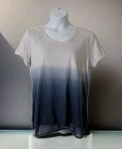 JM Collection Women's Blue Dip-Dyed Layered T-Shirt Top Size Large - $16.82