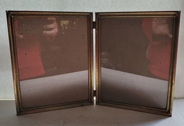 Vintage Brass &amp; Glass Double (Holds 2) Stand-Up 8x10 Photos Pictures Frame - £15.03 GBP