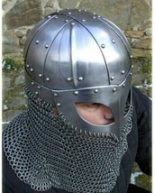 Historical Medieval Viking Helmet Battle Armor+18G Steel Chain mail X-MAS Gift - $85.98