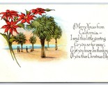 Poinsettias and Palm Trees Merry Christmas From California CA UNP DB Pos... - $5.89