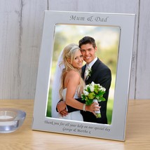 Personalised Engraved Mum and Dad Silver Plated Photo Frame Custom Message Weddi - £12.61 GBP